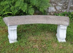 COMPOSITE STONE CURVED GARDEN BENCH