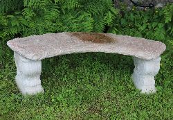CURVED COMPOSITE STONE BENCH WITH SCROLL DETAIL