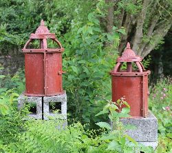 2 LARGE 19TH-CENTURY CAST IRON INDUSTRIAL VENTS