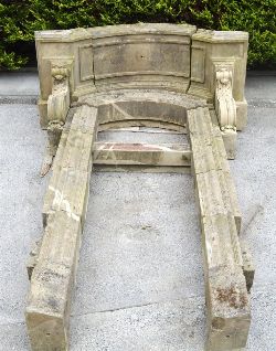 LARGE PORTLAND STONE ENTRANCE WITH ARCHED CANOPY SUPPORTED BY TWO CORBELS