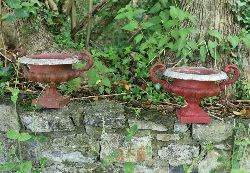 PAIR OF 19TH-CENTURY CAST IRON CAMPANA URNS