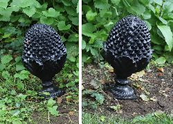 PAIR OF CAST IRON PINECONE FINIALS