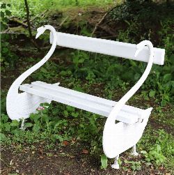 WHITE PAINTED CAST IRON SWAN BENCH