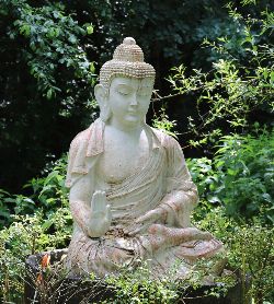 LARGE DEVOTIONAL COMPOSITE STONE BUDDHA