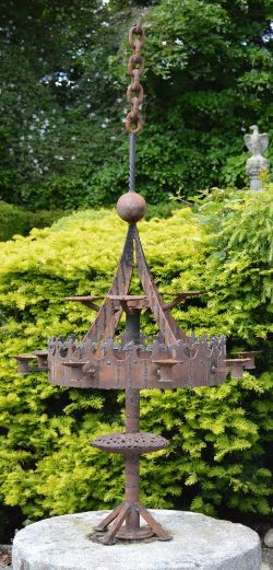 20TH-CENTURY ART SCULPTURE IRON GOTHIC STYLE 12-ARM CANDELABRA