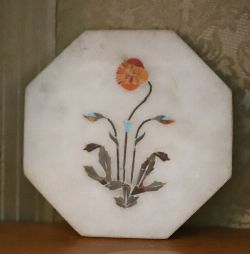 INDIAN MARBLE INLAID PLAQUE