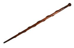 CARVED HARDWOOD WALKING CANE WITH TWISTING SERPENT
