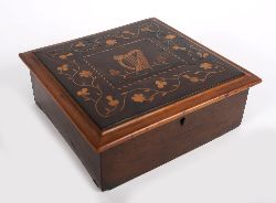 KILLARNEY WARE BOX WITH HARP AND SHAMROCK INLAY