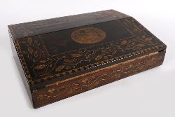 IRISH KILLARNEY WARE WRITING SLOPE WITH GREEN LEATHER SURFACE