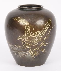 JAPANESE MEIJI PERIOD BRONZE VASE
