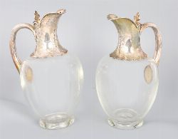 PAIR OF SILVER-MOUNTED CLARET JUGS, LONDON 1894