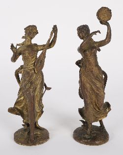 PAIR OF COLD-PAINTED BRONZE DANCERS, SIGNED MOREY