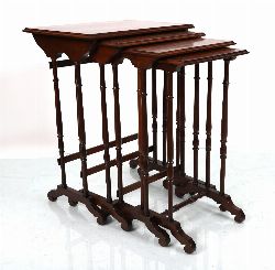 EDWARDIAN KINGWOOD AND PARQUETRY NEST OF FOUR TABLES