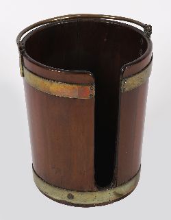 GEORGE III MAHOGANY AND BRASS-BOUND PLATE BUCKET