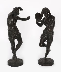 PAIR OF BRONZE DANCERS, SIGNED DURET