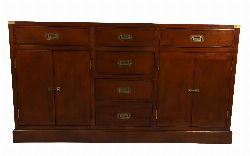 DESIGNER CAMPAIGN STYLE BRASS-MOUNTED COMPACTOM CHESTS AND LIQUEUR CABINET