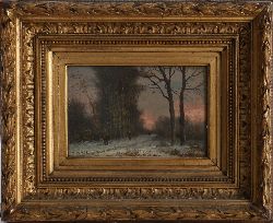 M. DONAT, WINTER SUNSET IN THE WOODS