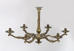 PAIR OF EDWARDIAN BRASS CHANDELIERS