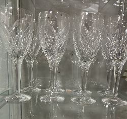 SET OF EIGHT WATERFORD CUT GLASS WINE GOBLETS