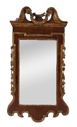 ELEGANT SWAN NECK NEO-CLASSICAL PARCEL GILT PIER MIRROR