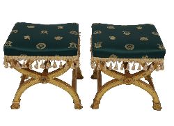 PAIR OF REGENCY STYLE GILTWOOD STOOLS