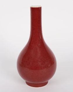 CHINESE OXBLOOD GLAZED BOTTLE VASE
