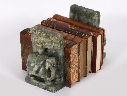 PAIR OF CHINESE SOAPSTONE ELEPHANT BOOKENDS