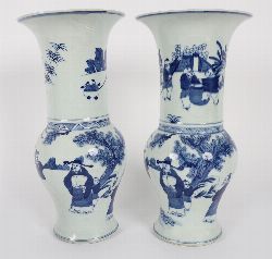 PAIR OF CHINESE BLUE AND WHITE VASES WITH KANGXI MARKS