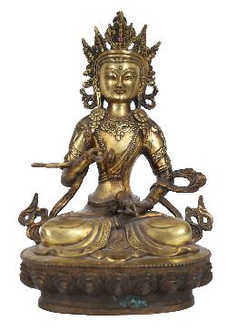 CHINESE QING GILT BRONZE BODHISATTVA FIGURE