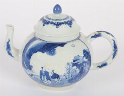 CHINESE BLUE AND WHITE PORCELAIN TEAPOT