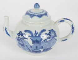 CHINESE BLUE AND WHITE PORCELAIN TEAPOT, QING DYNASTY