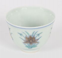 CHINESE DOUCAI-STYLE PORCELAIN WINE CUP, MARK OF CHENGHUA