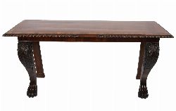 WILLIAM IV CARVED MAHOGANY AND ROSEWOOD CROSSBANDED SERVING TABLE