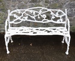 19TH-CENTURY COALBROOKDALE CAST IRON GARDEN BENCH - GRAPE AND VINE PATTERN WITH SERPENT ENDS