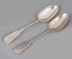 PAIR OF SILVER RAT TAIL SERVING SPOONS