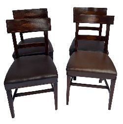 HARLEQUIN SET OF FOUR GEORGE III DINING CHAIRS