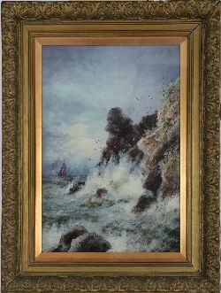 J. FERGUSON, BREAKING WAVES AND SAILING SHIP