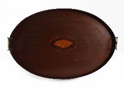 EDWARDIAN MAHOGANY TRAY WITH SHELL INLAY