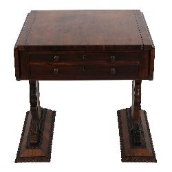 RARE WILLIAM IV ROSEWOOD GAMES TABLE WITH REVERSIBLE LACQUERED CHEQUER BOARD