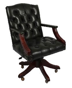 MODERN LEATHER DEEP-BUTTONED REVOLVING DESK CHAIR