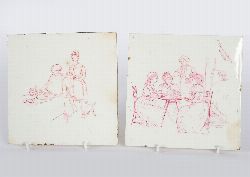 PAIR OF MINTON HOLLINS & CO. PRINTED CERAMIC TILES