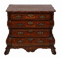 LATE 18TH-CENTURY DUTCH MARQUETRY BOMBE COMMODE