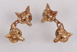 PAIR OF FOX HEAD GOLD CUFFLINKS