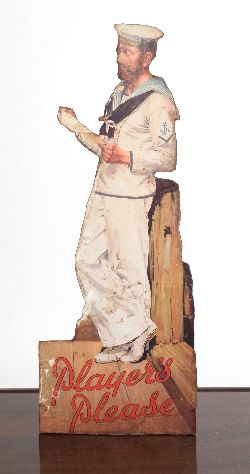 "PLAYERS PLEASE" ADVERTISING CUT-OUT FIGURE OF SAILOR