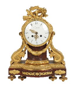 18TH-CENTURY DENIERE ORMOLU AND MARBLE MANTEL CLOCK