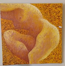 VIDAL, RECLINING NUDE, MIXED MEDIA ON CANVAS