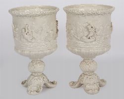 PAIR OF FIRST PERIOD BELLEEK PORCELAIN WINE COOLERS