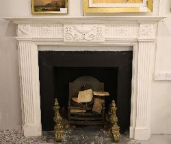 NEO-CLASSICAL WHITE MARBLE CHIMNEYPIECE