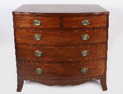 GEORGE III MAHOGANY AND INLAID BOWFRONT CHEST