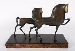SCULPTURE OF TWO STYLISED HORSES, AFTER GIACOMETTI (1901-1966)
